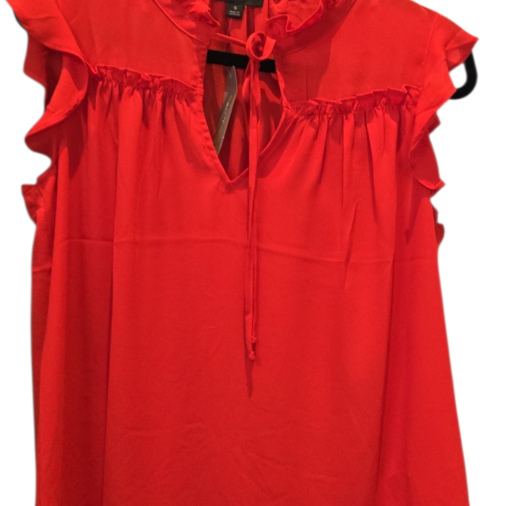J. Crew Vibrant Red Ruffle Blouse